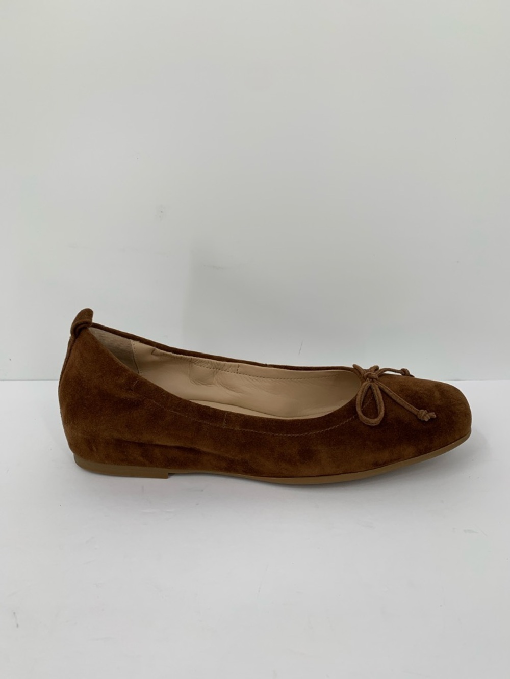 ABEO Cadence bow ballet flat shoe brown suede leather comfort slip-on new 9